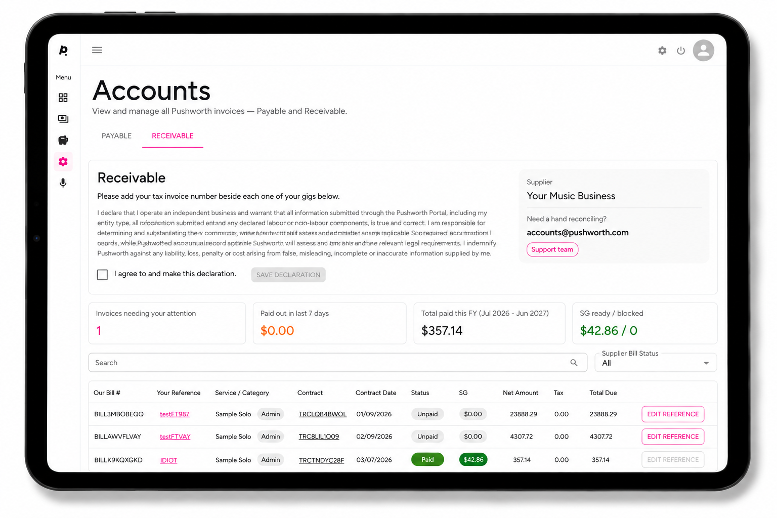 Pushworth Accounts Receivable