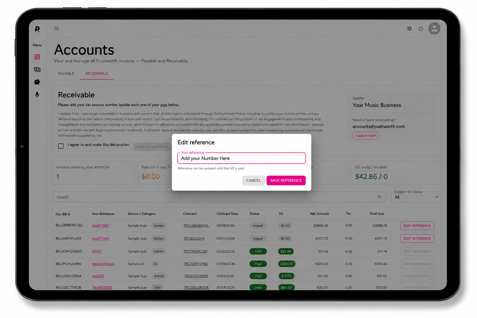 Add Tax Invoice Number