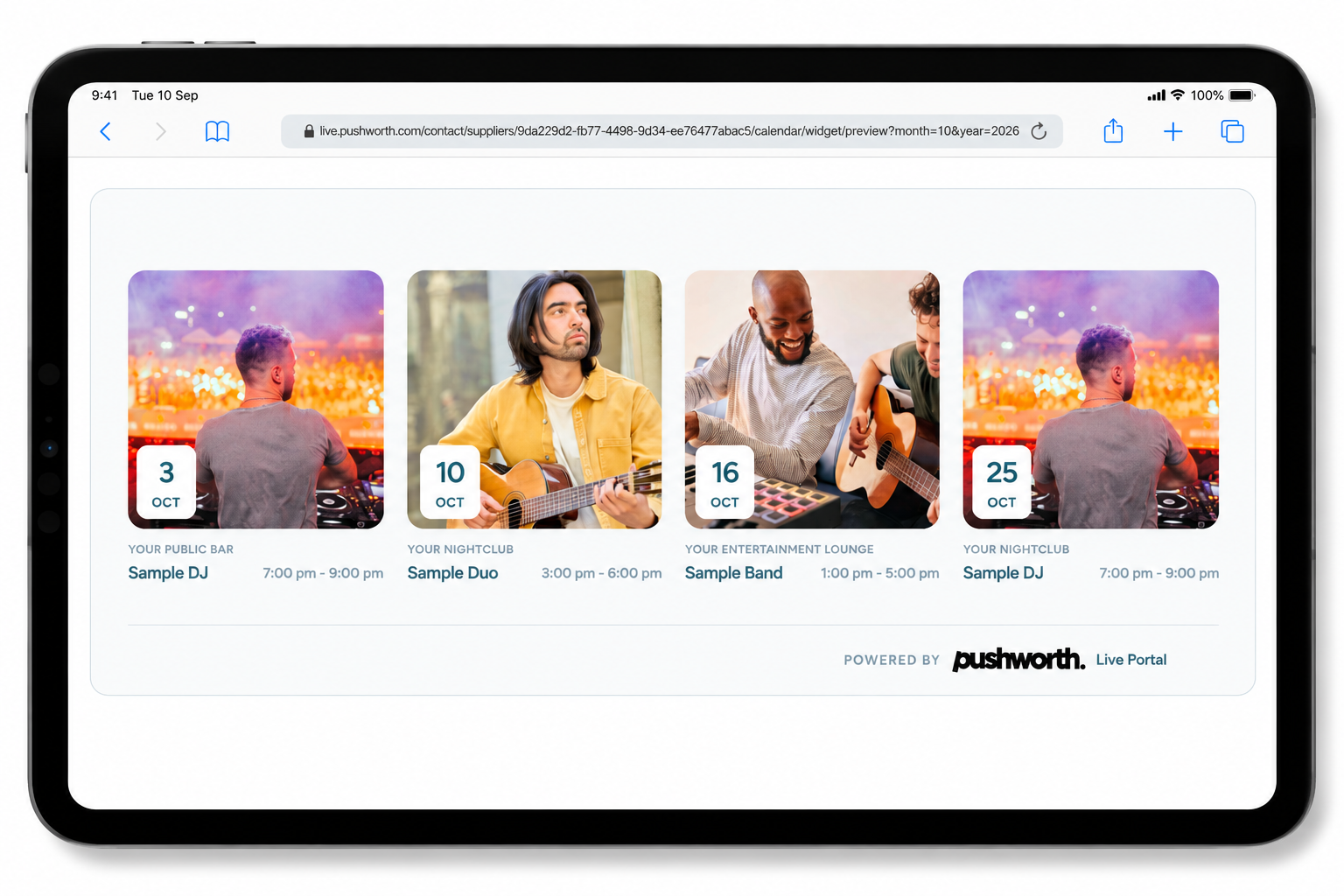 Artist Calendar Gig Guide Widget