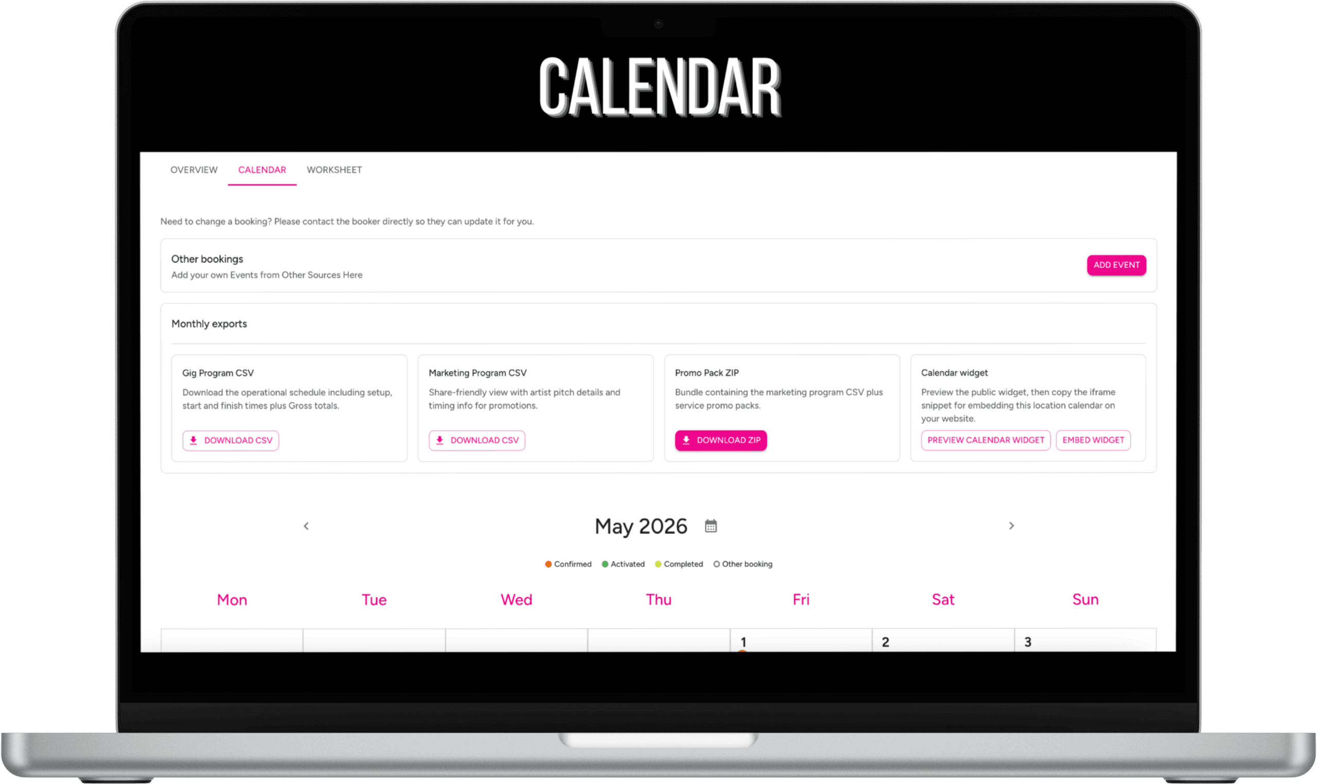 Pushworth Venue Calendar