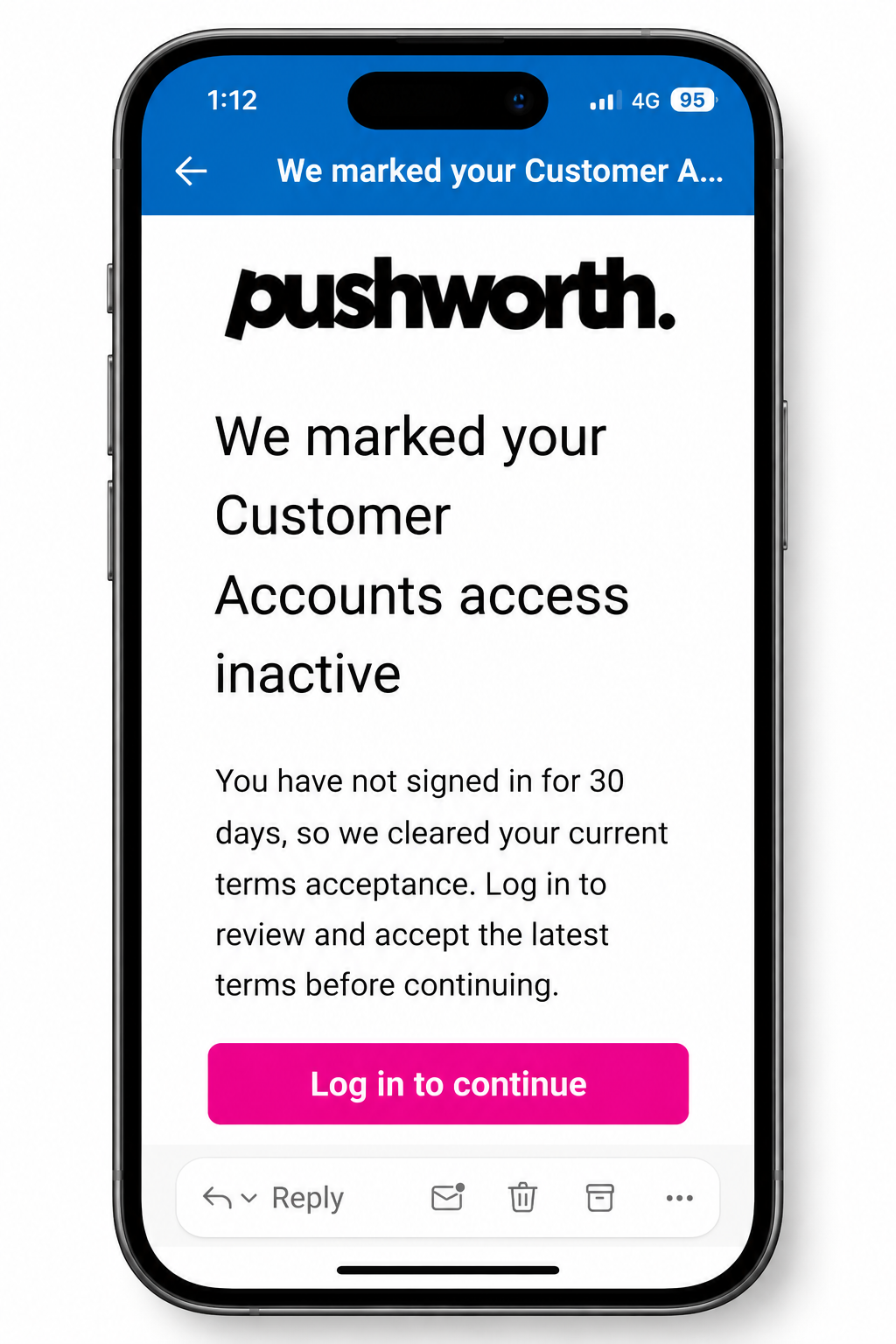 Pushworth Portal 30 day security message