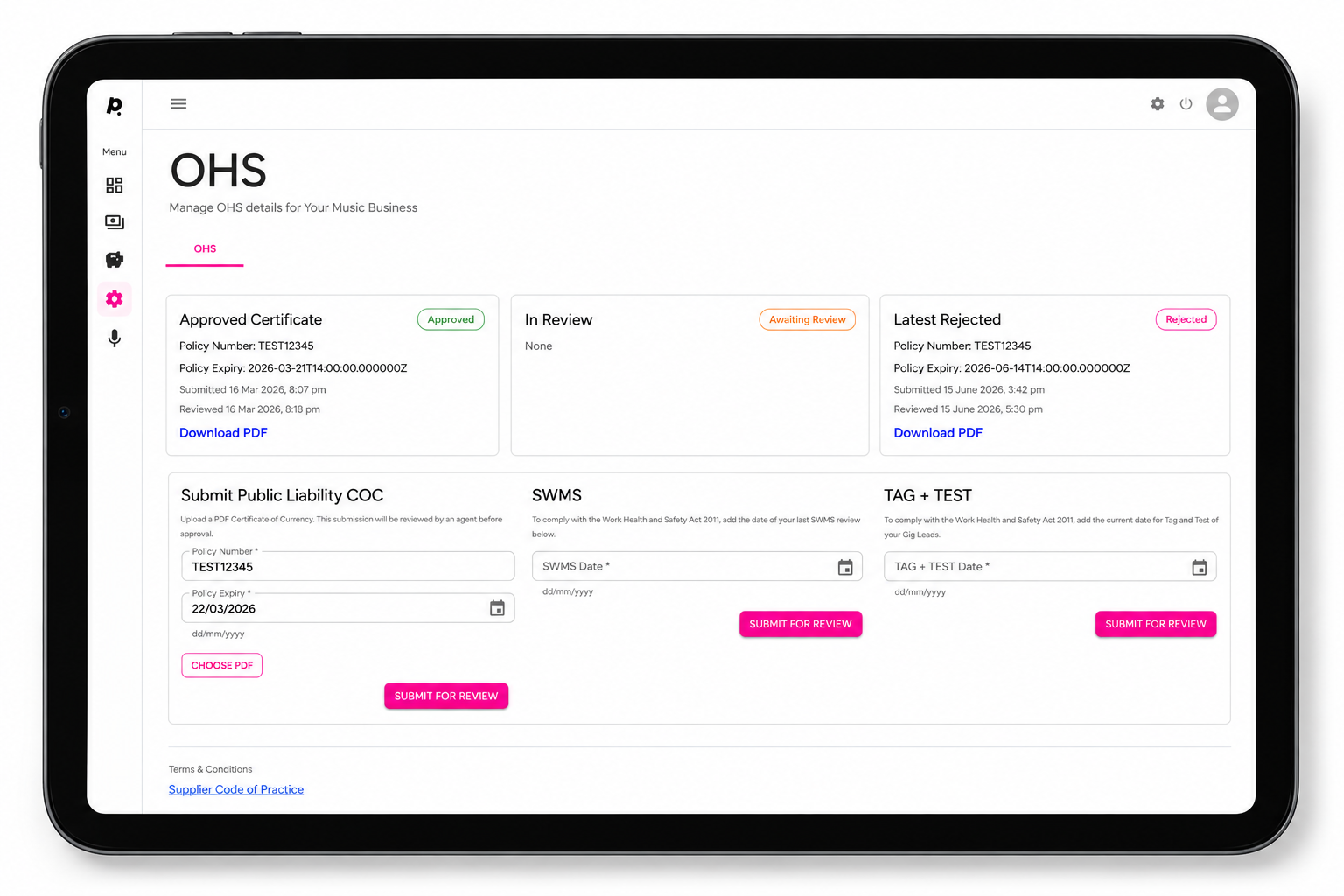 Pushworth OHS Dashboard