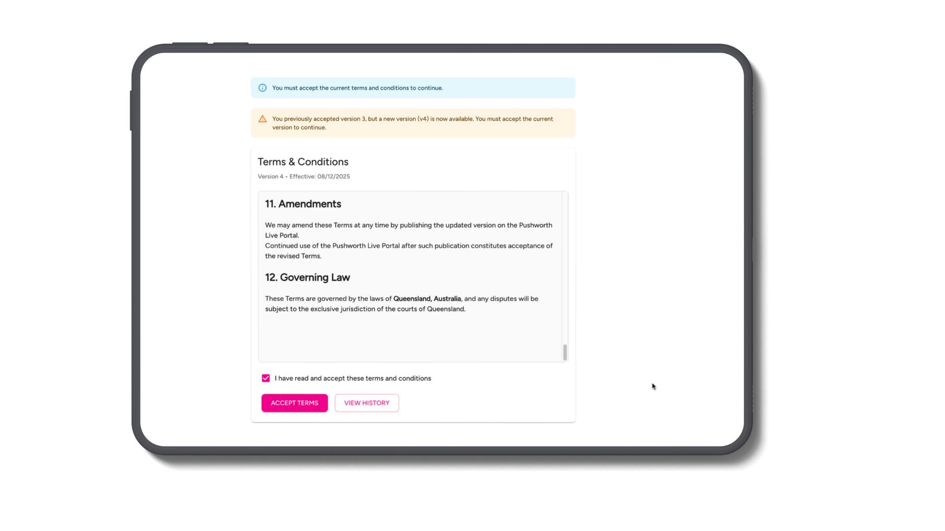 Pushworth Portal Terms and Conditions