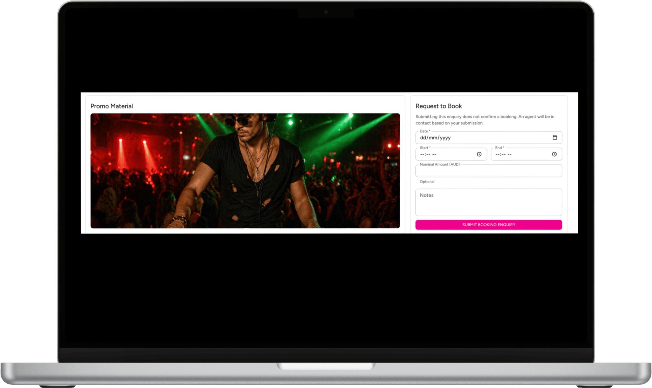 Request an Artist Booking