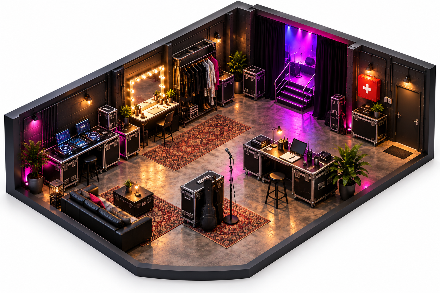 Pushworth Artist Hub backstage room