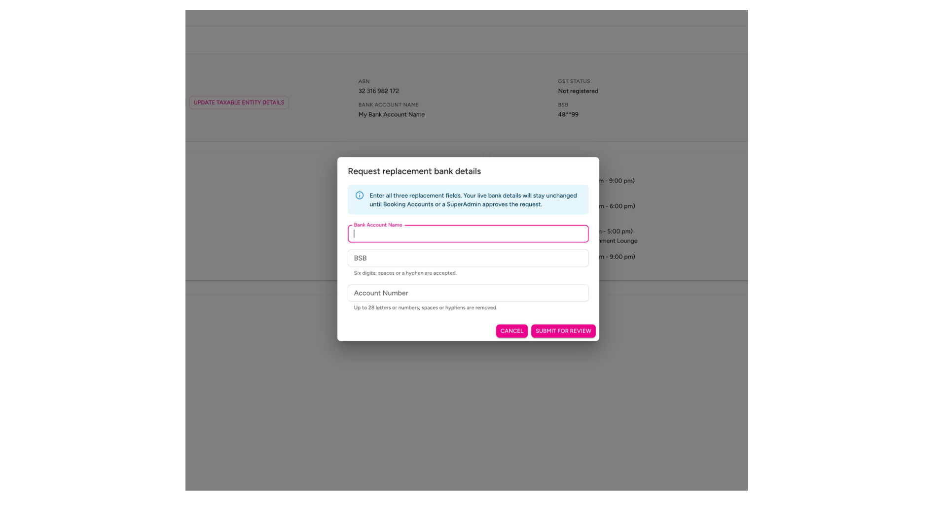 Update Bank Details in Pushworth Portal