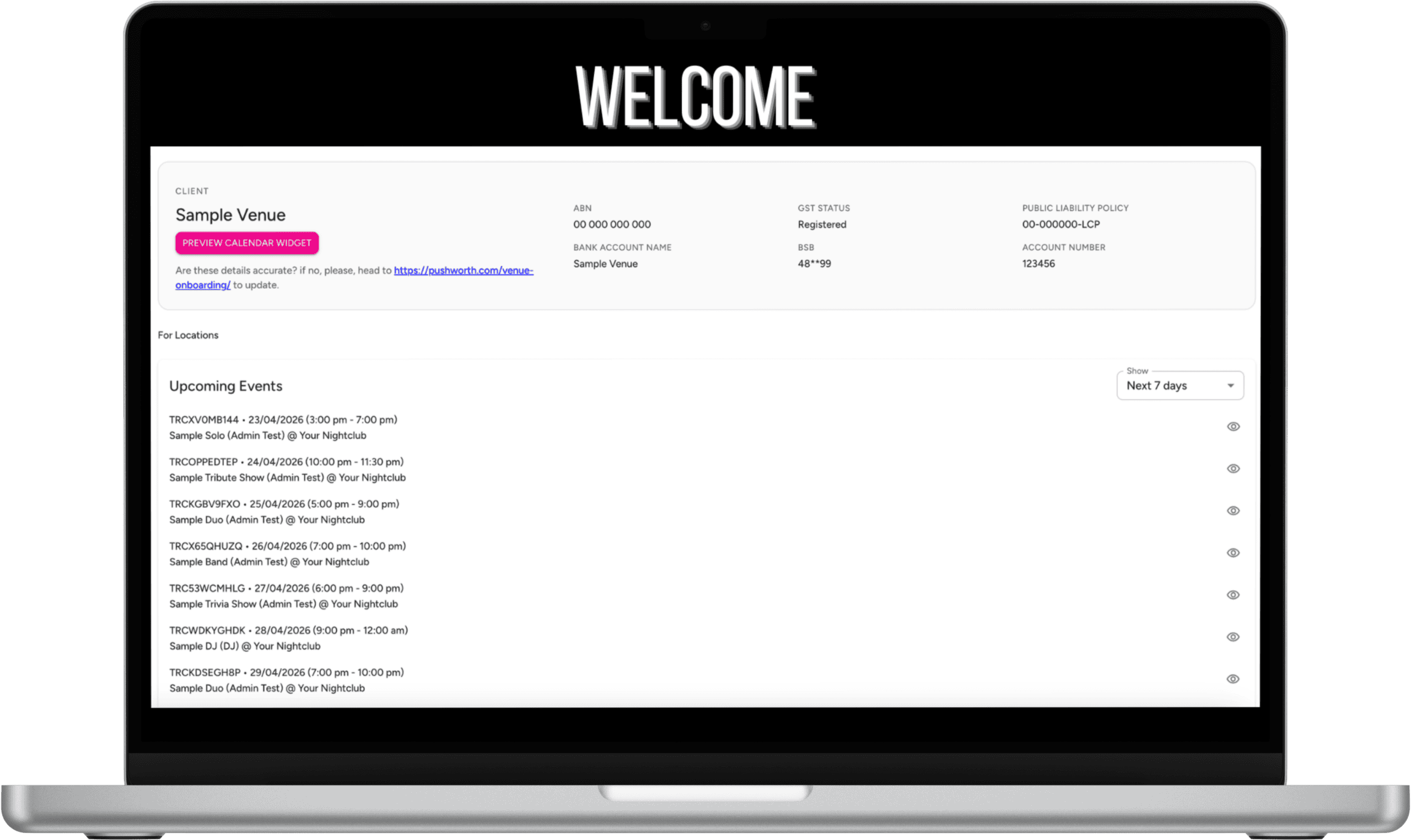 Pushworth Live Venue Portal