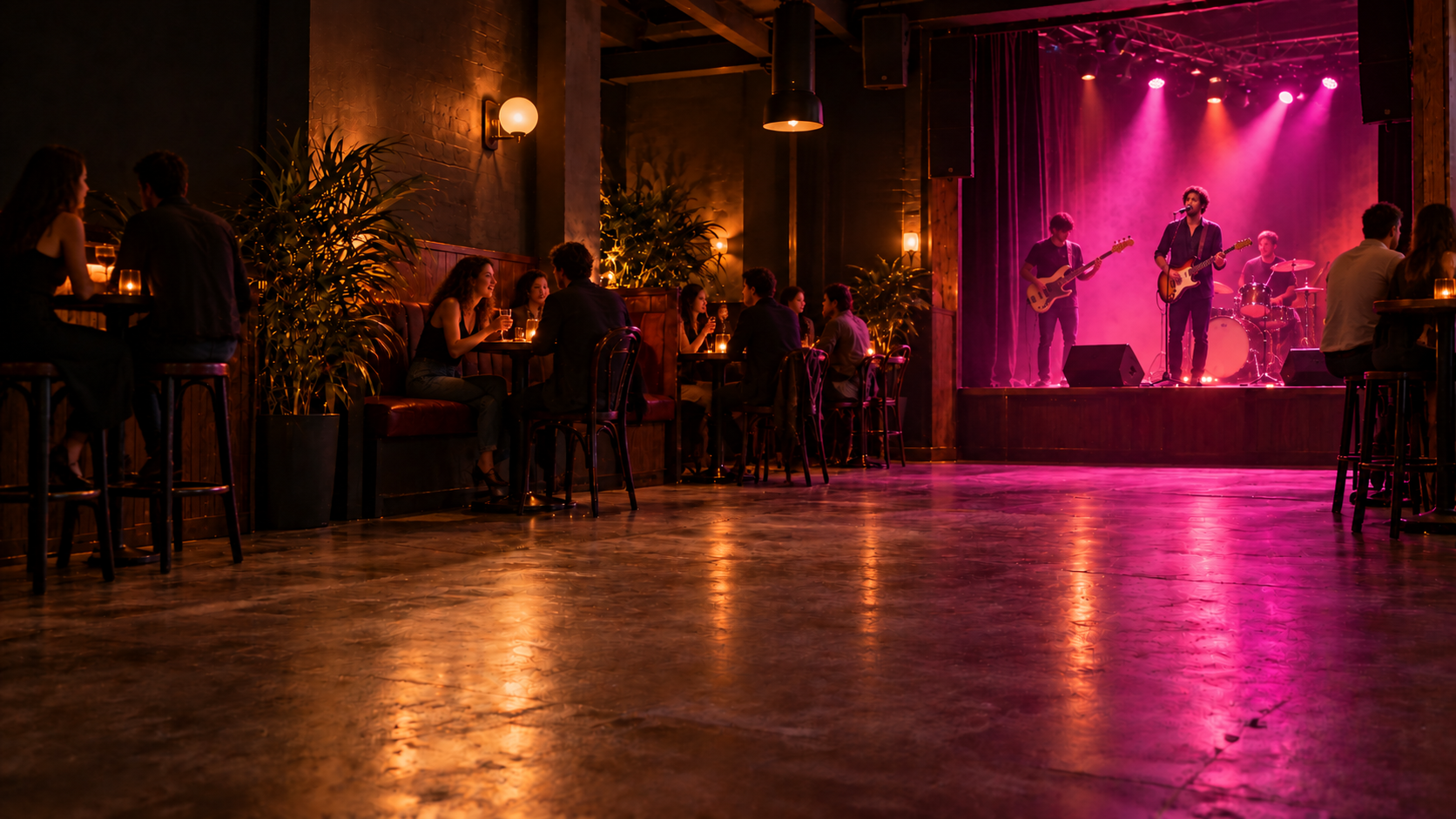 Band performing onstage in a live music venue